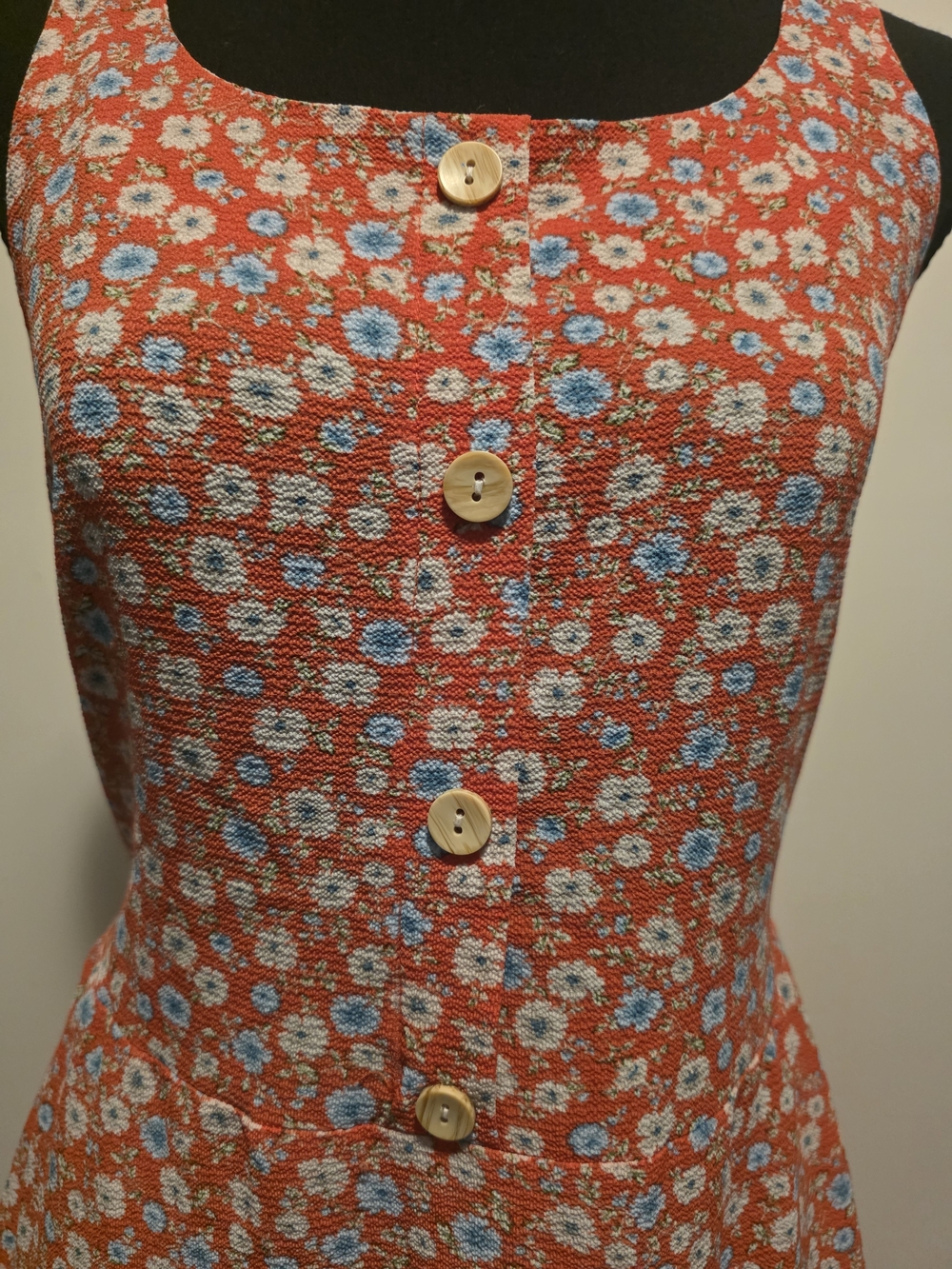 Orange Floral Button-Front Women's Dress